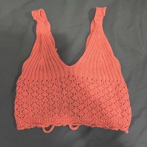 Pink Knit / crochet style tank top